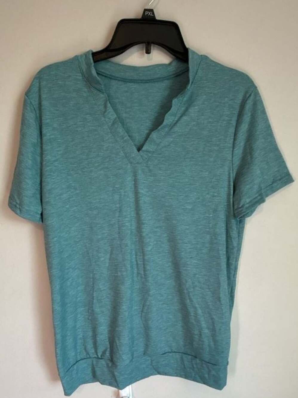 Attraco Women's V-Neck Rolled Cuff Short Sleeve Loose Fit Casual T-Shirt
